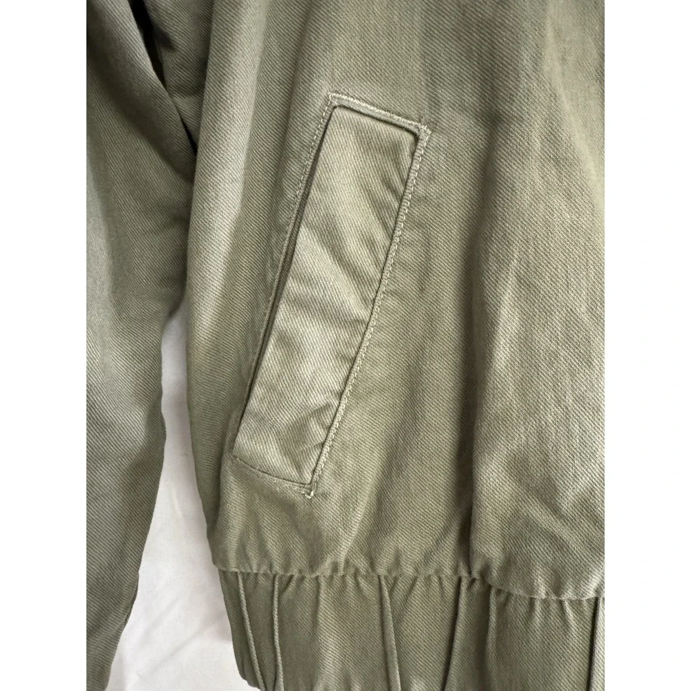 Michael Kors Jacket Crop Olive Green Collared Buttons‎ Full Zip Pockets Size S